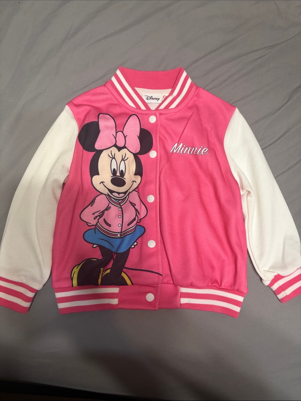 Disney Minnie Mouse Pink and White Varsity-Style Kids Hoodie